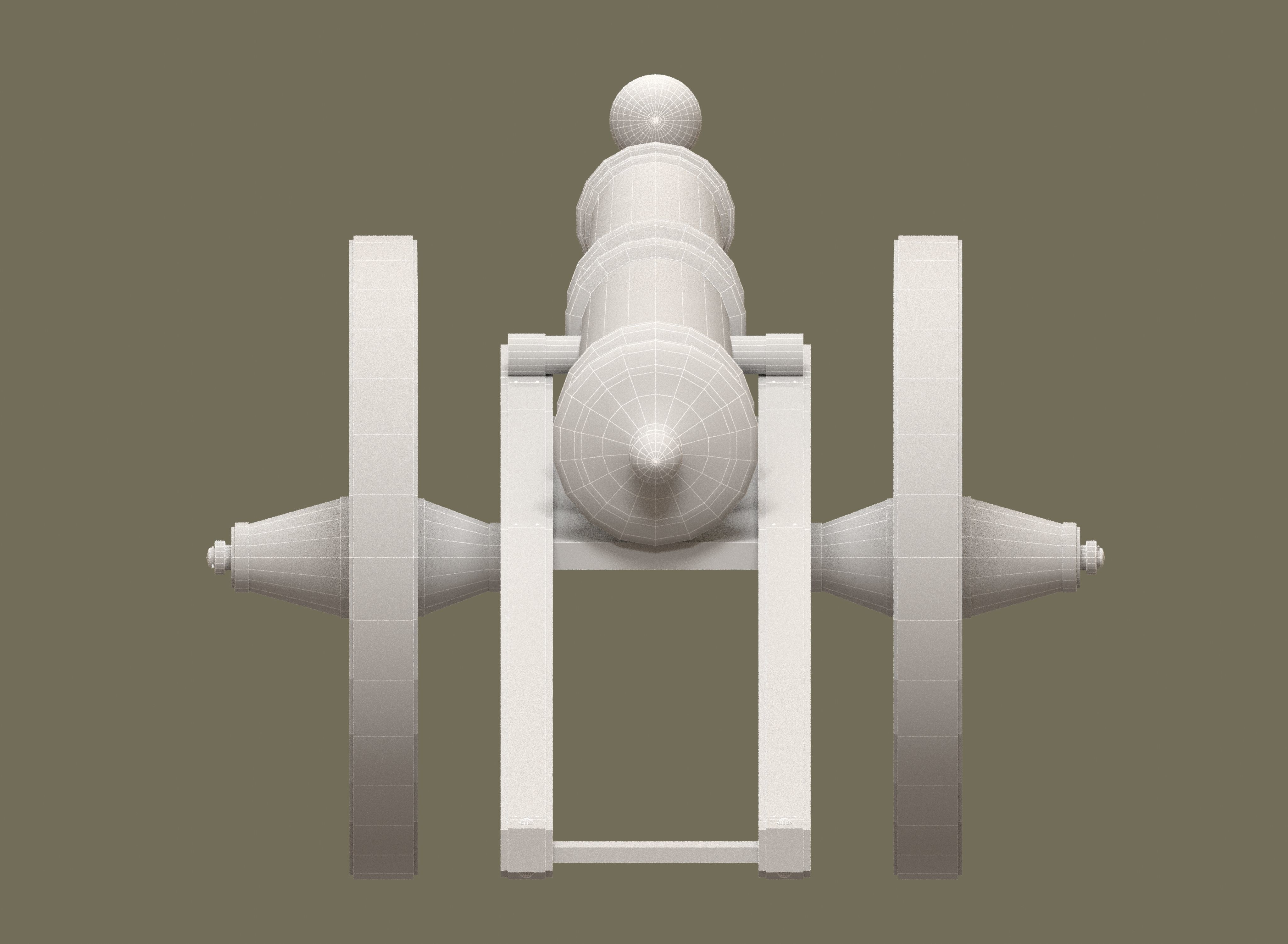 Medieval cannon Low-poly 3D model_14