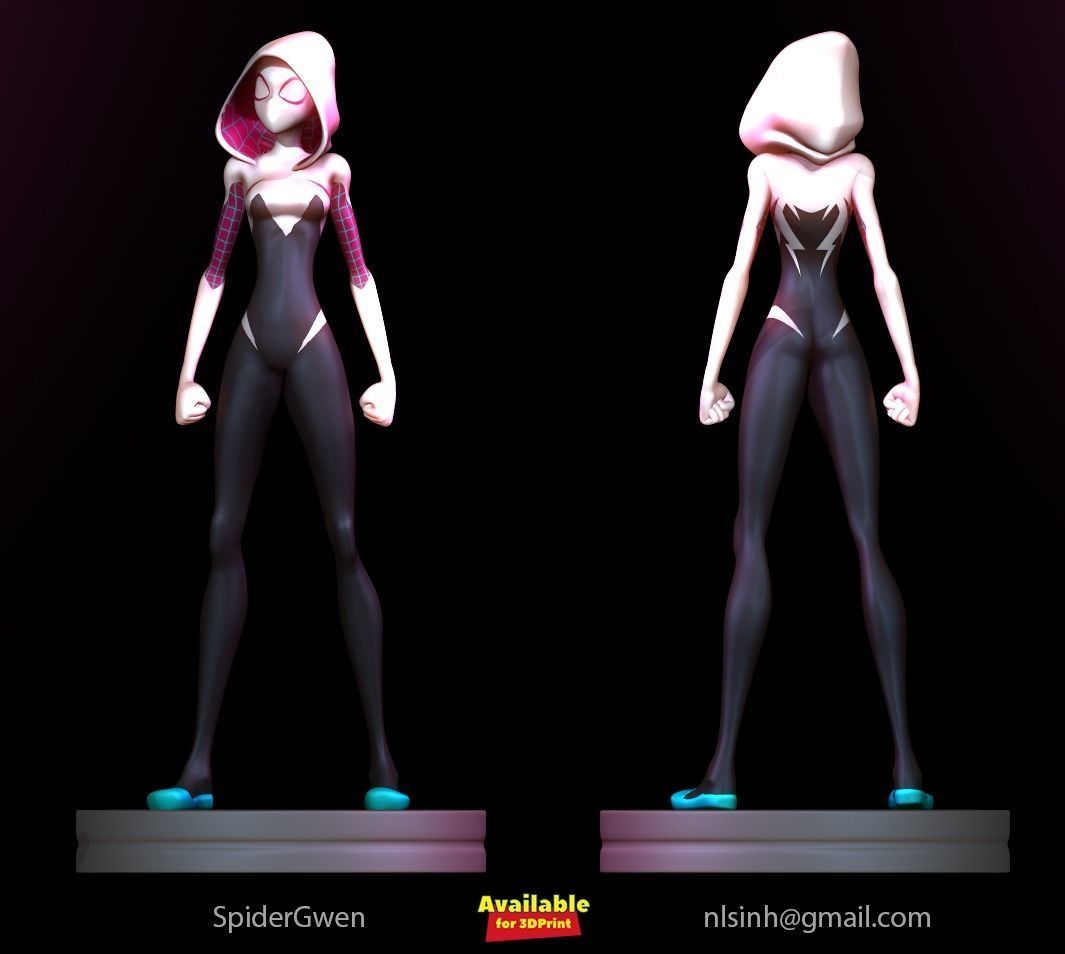 Spider-Gwen 3D person from spider verse 3D print model_4