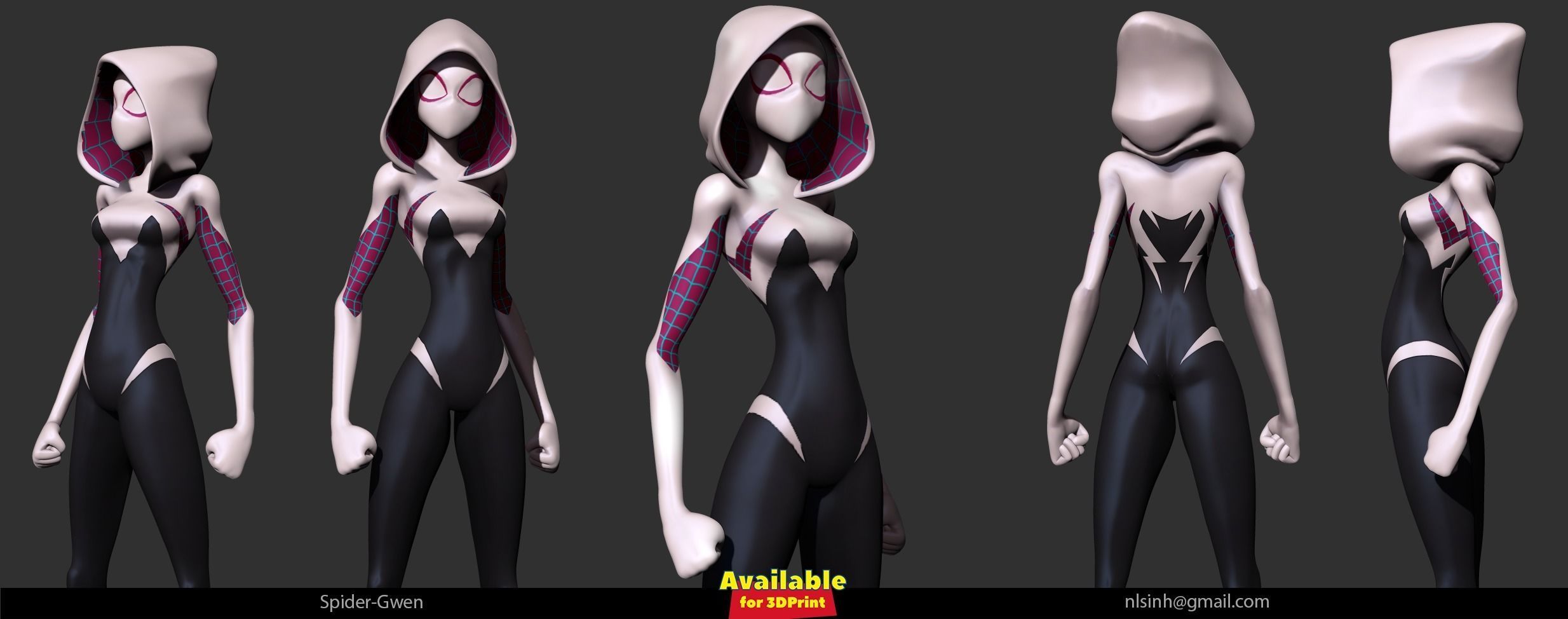 Spider-Gwen 3D person from spider verse 3D print model_5
