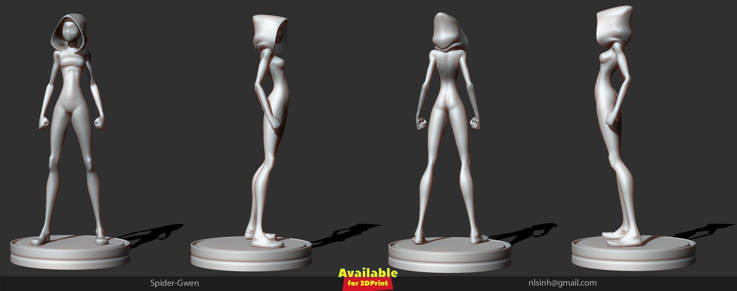 Spider-Gwen 3D person from spider verse 3D print model_6