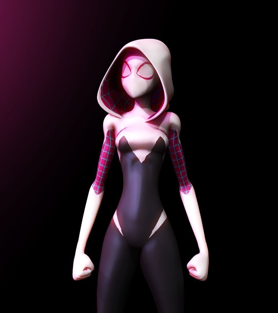 Spider-Gwen 3D person from spider verse 3D print model_7