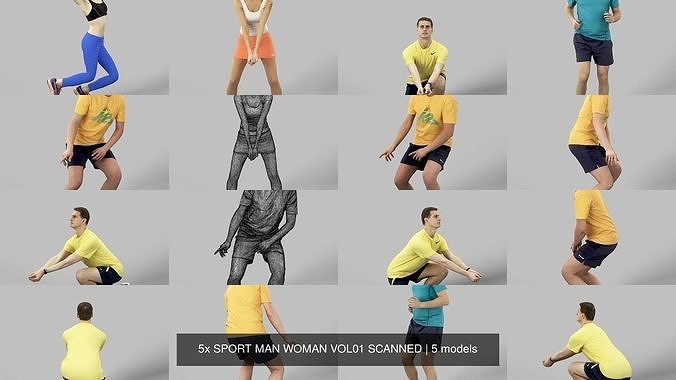5x SPORT MAN WOMAN VOL01 SCANNED 3D Model Collection
