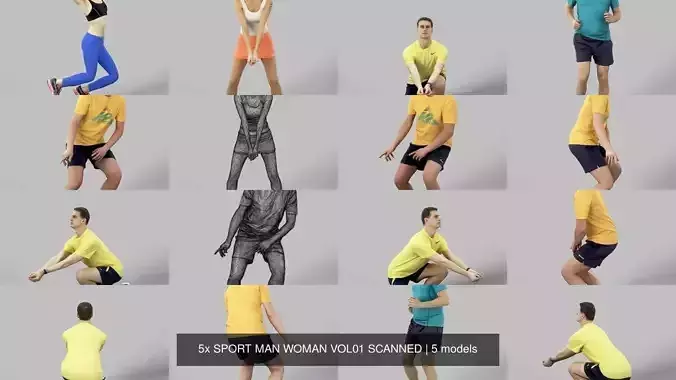 5x SPORT MAN WOMAN VOL01 SCANNED 3D Model Collection