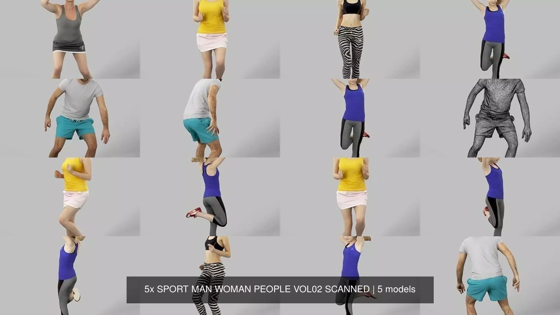 5x SPORT MAN WOMAN PEOPLE VOL02 SCANNED 3D Model Collection_0