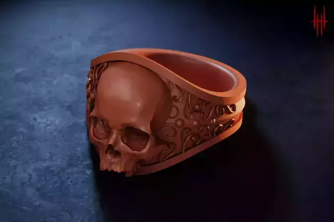 Elegant Gothic Skull Ring 3D print model