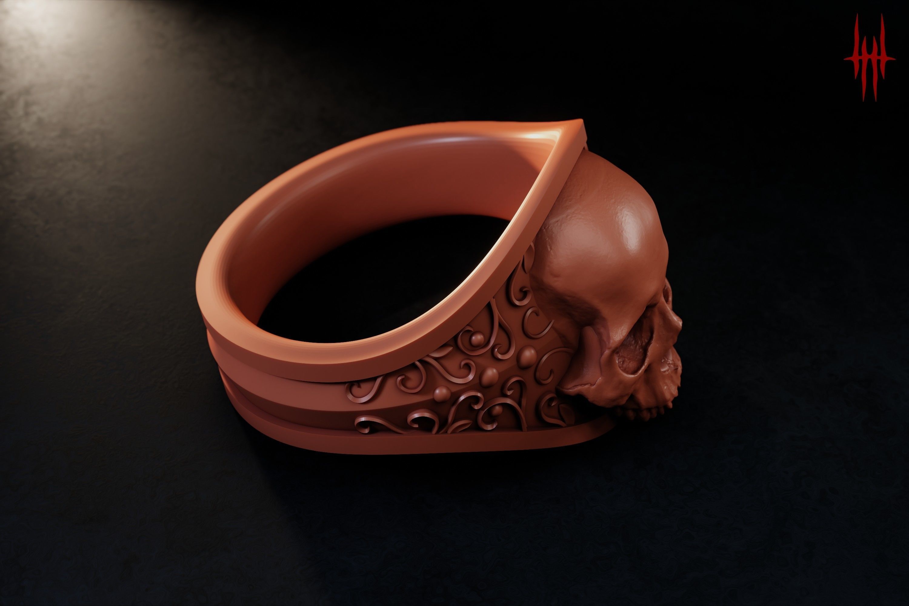 Elegant Gothic Skull Ring 3D print model_6