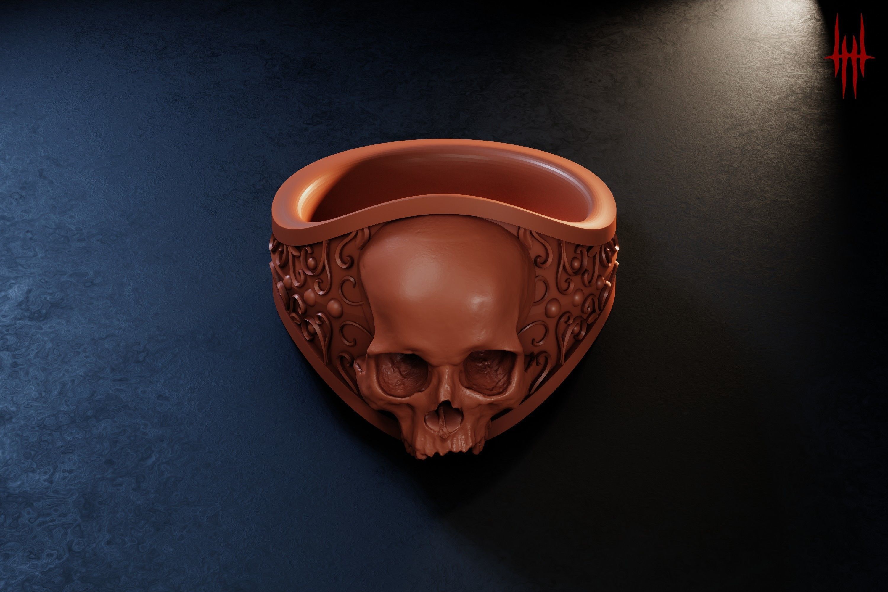 Elegant Gothic Skull Ring 3D print model_2