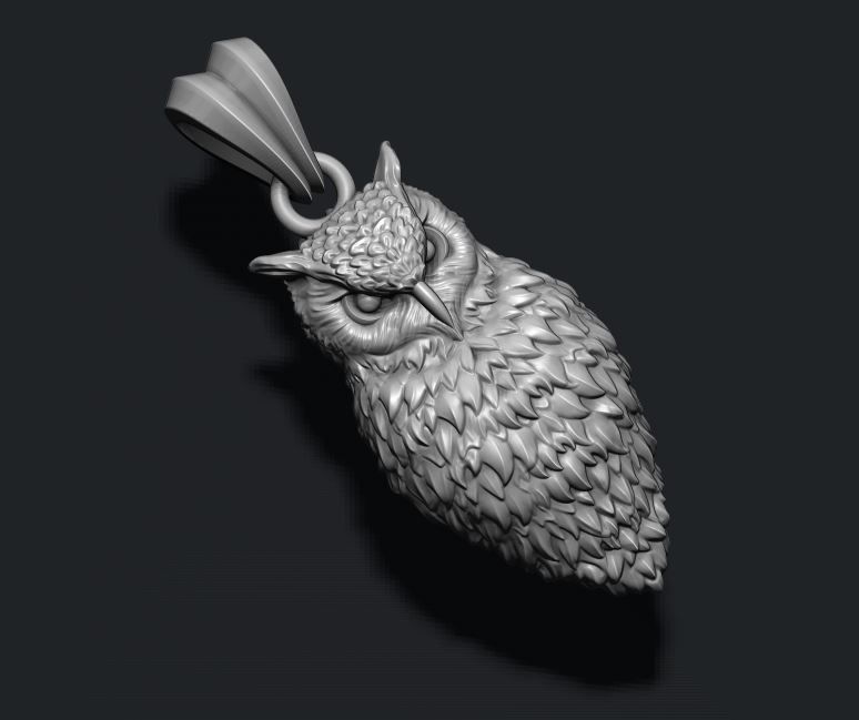 owl pendant 3D print model_3