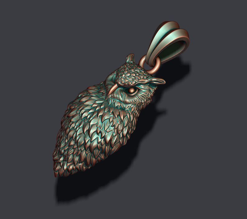 owl pendant 3D print model_1