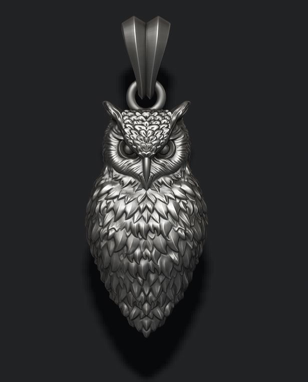 owl pendant 3D print model_2