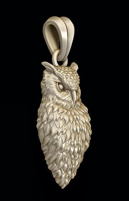 owl pendant 3D print model_5