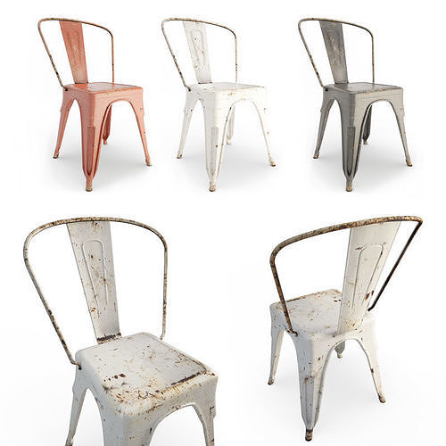 Rusted Metal Chairs Tolix 3D model