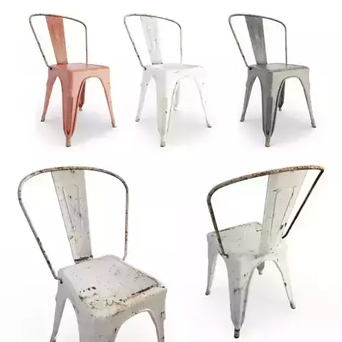 Rusted Metal Chairs Tolix 3D model