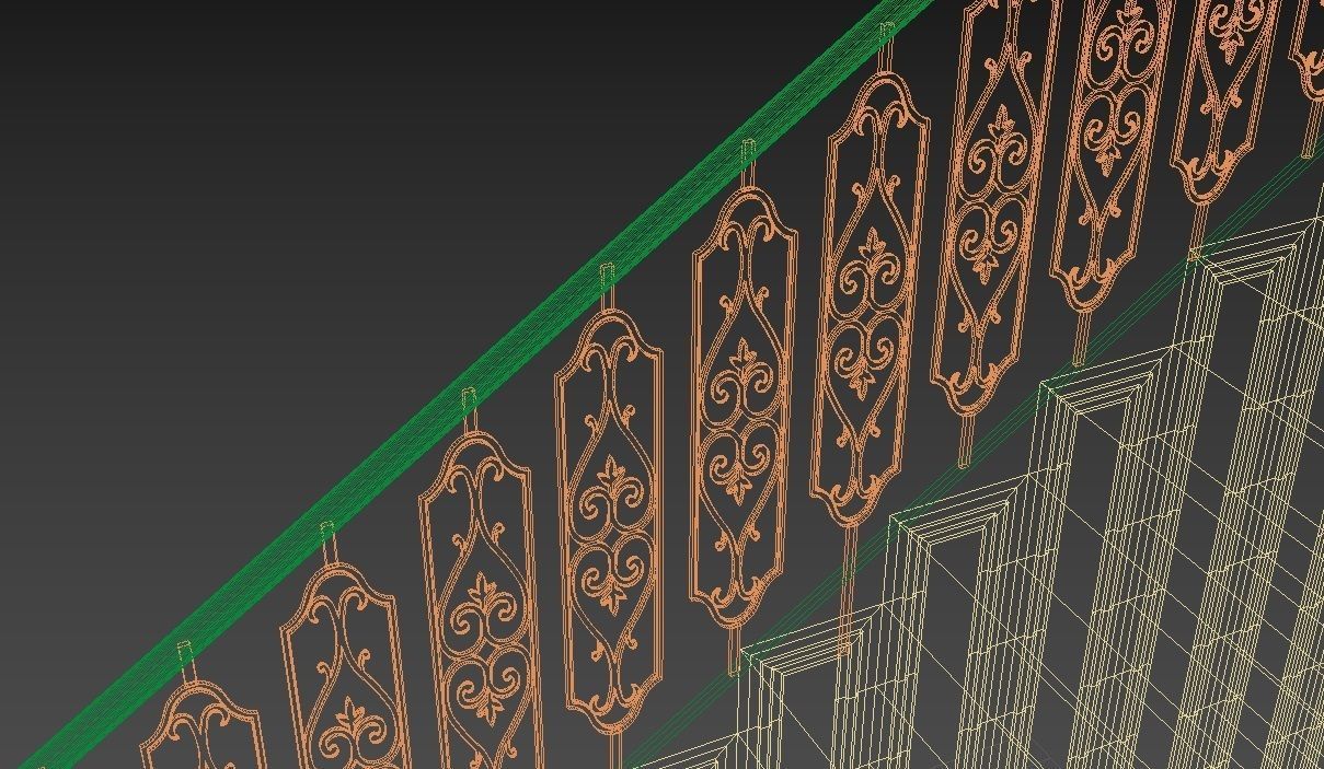 Highly detailed railing 02 3D model_5