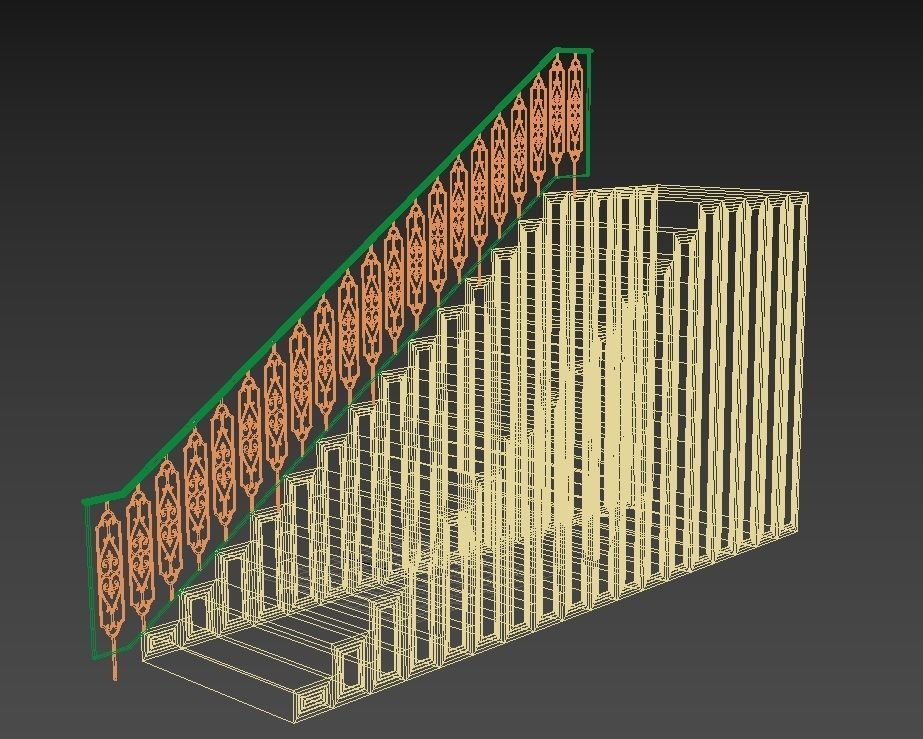 Highly detailed railing 02 3D model_4