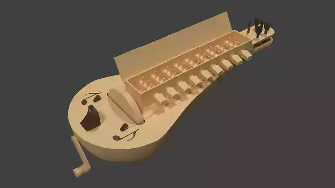 Hurdy gurdy musical instrument 3D model