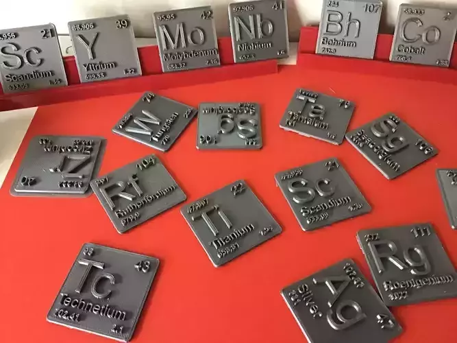 Periodic Table of Elements  d-block  chemistry   -  stl file 3D print model