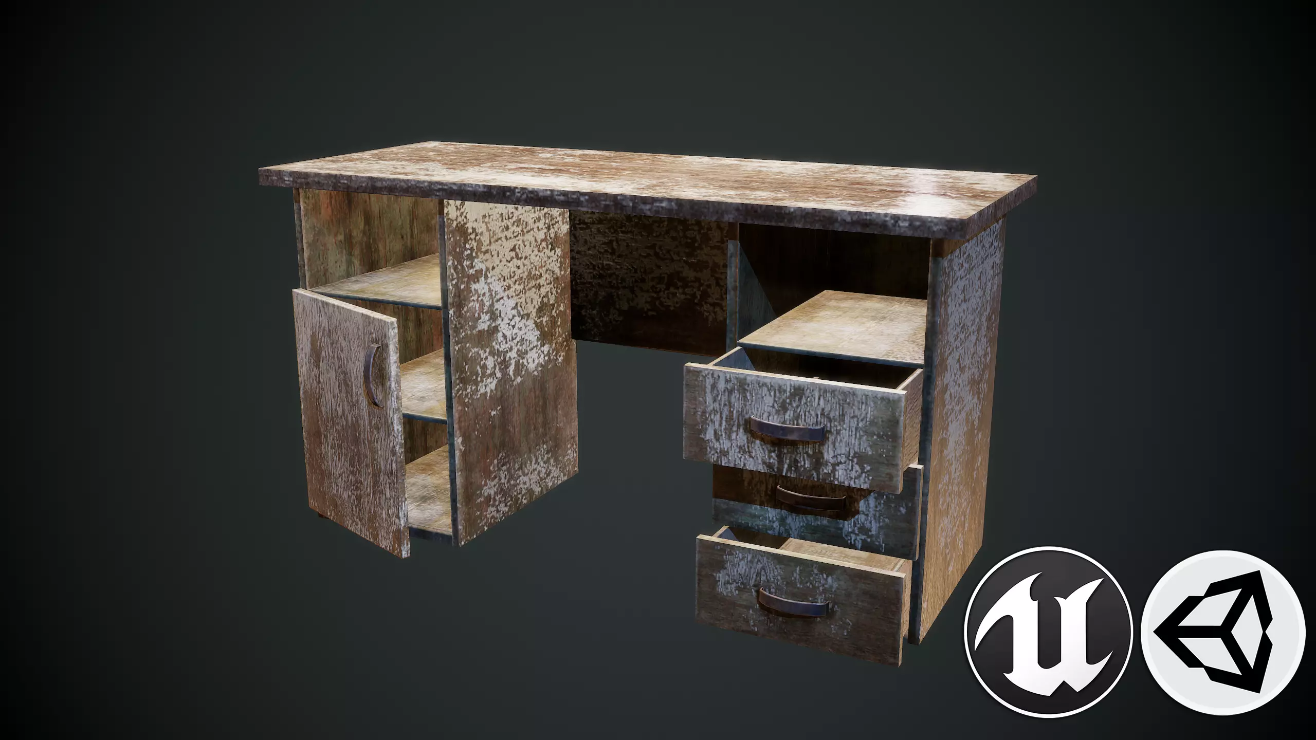 Writen Table Low-poly 3D model_0