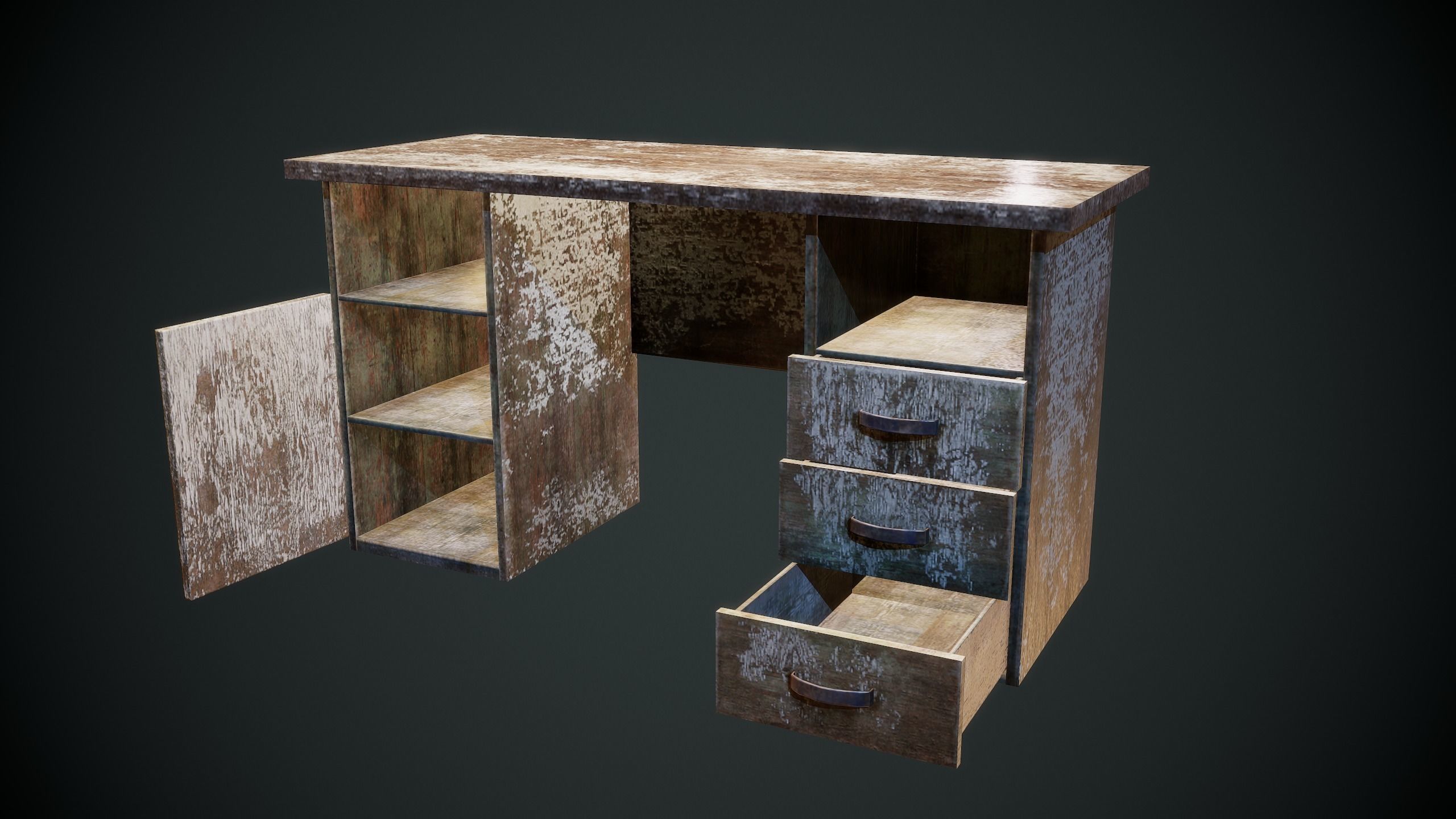 Writen Table Low-poly 3D model_2