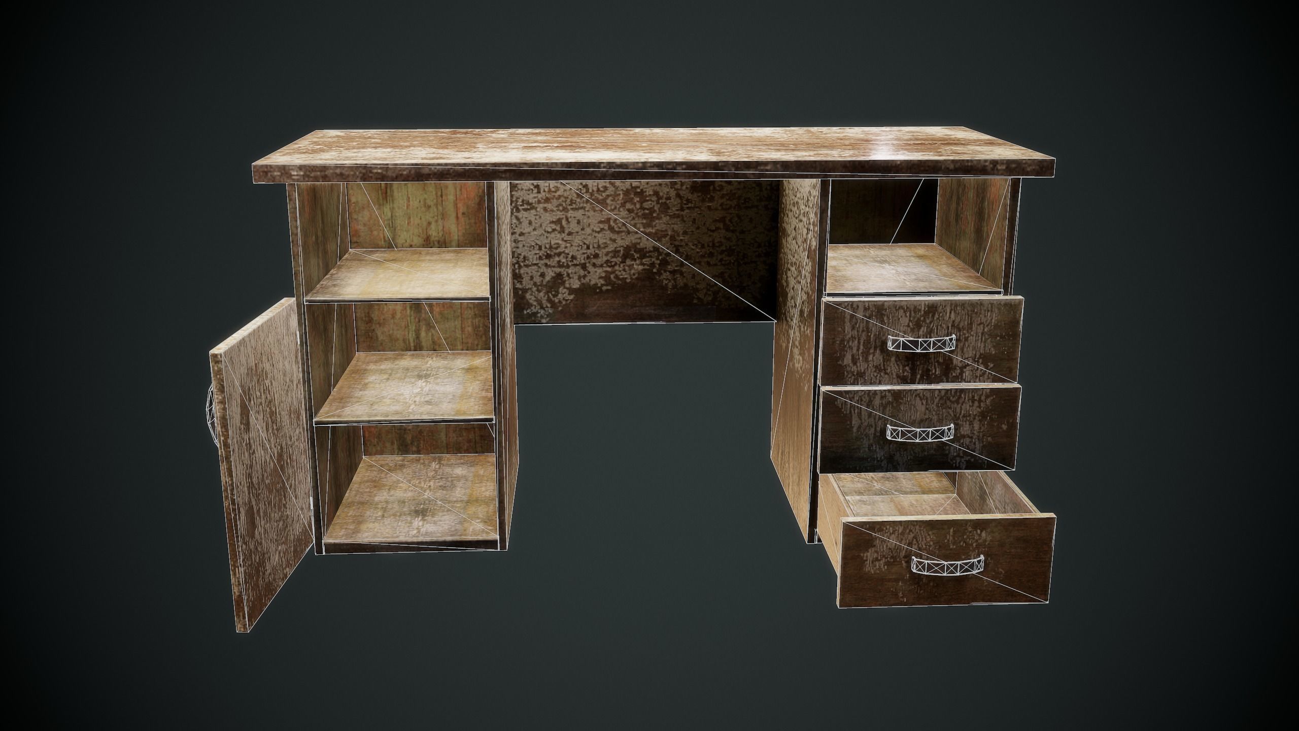 Writen Table Low-poly 3D model_3