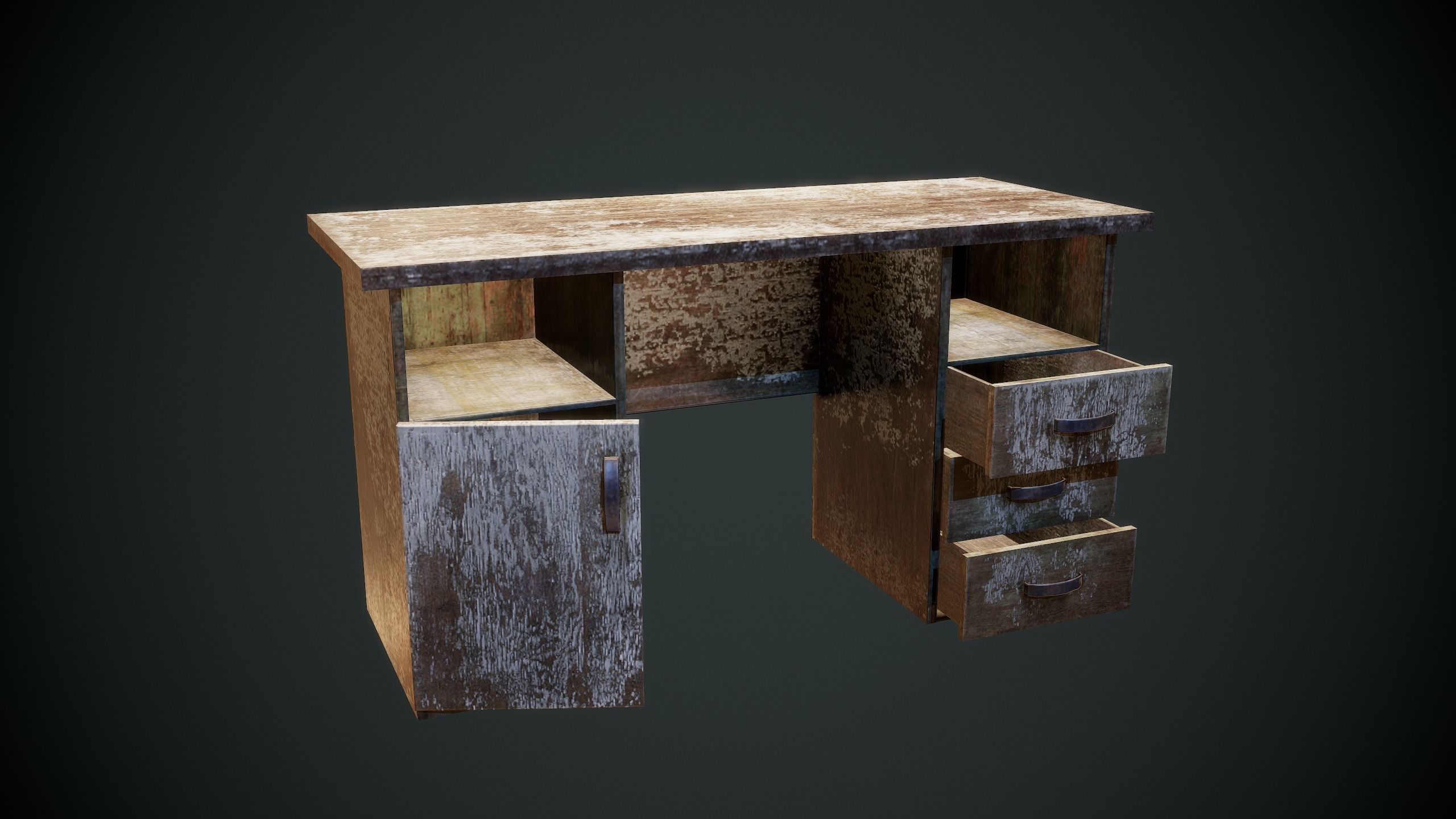 Writen Table Low-poly 3D model_1