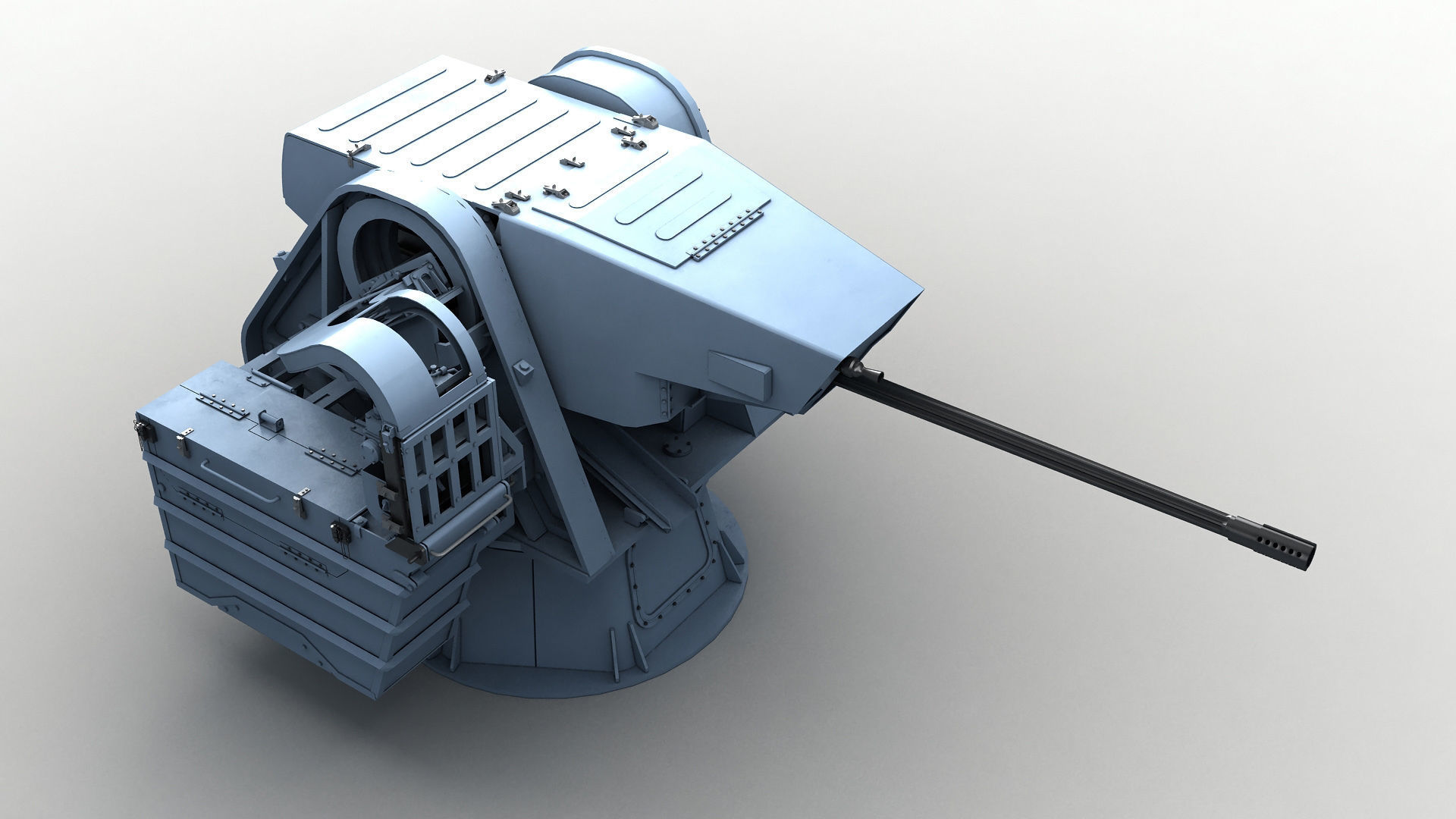 Modern Naval Turret Low-poly 3D model_5