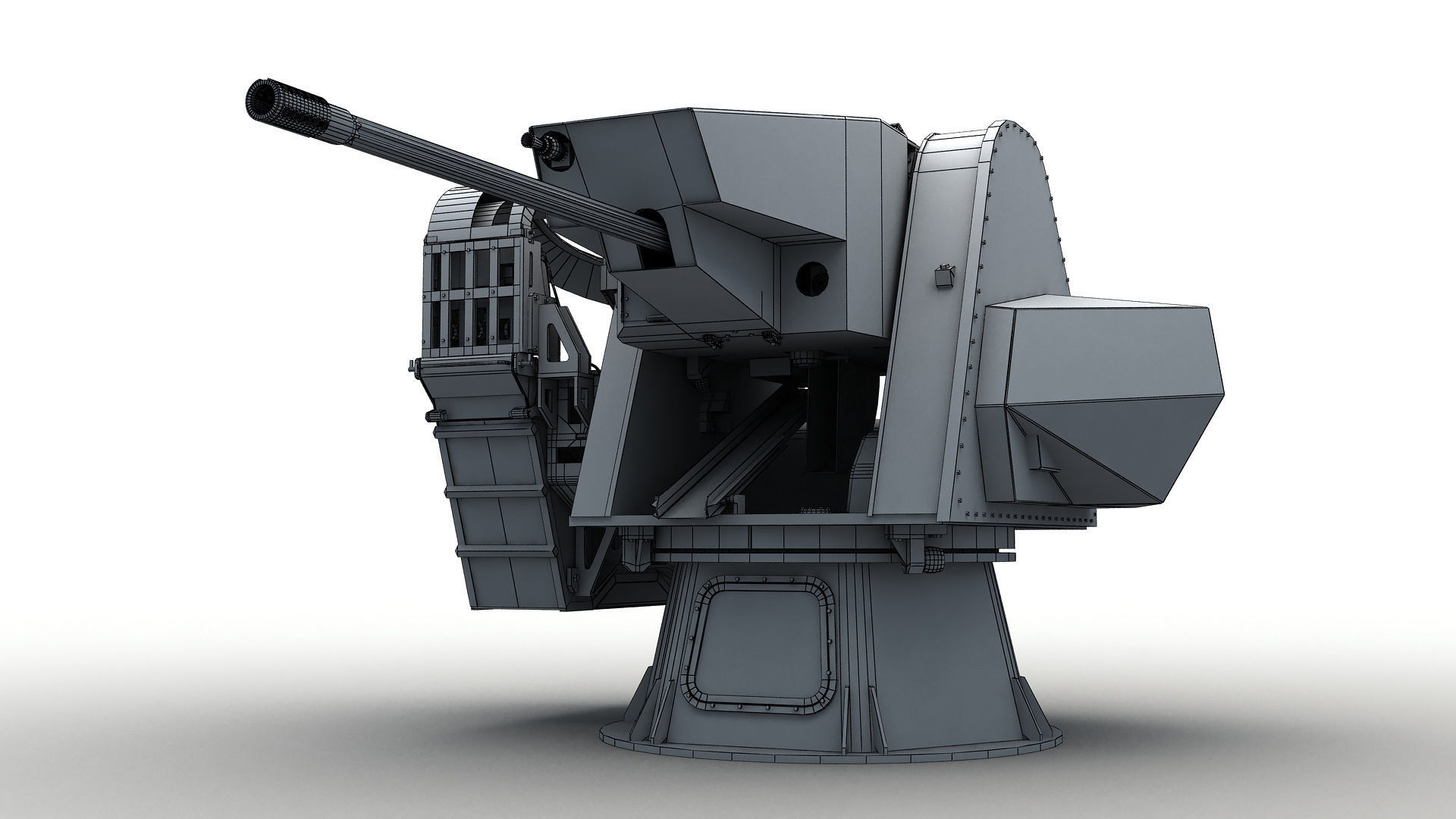 Modern Naval Turret Low-poly 3D model_7