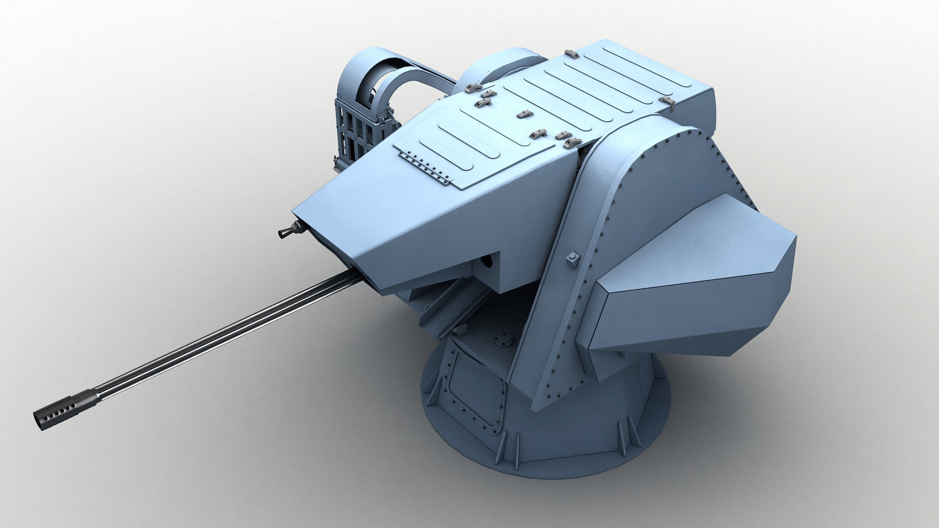 Modern Naval Turret Low-poly 3D model_4