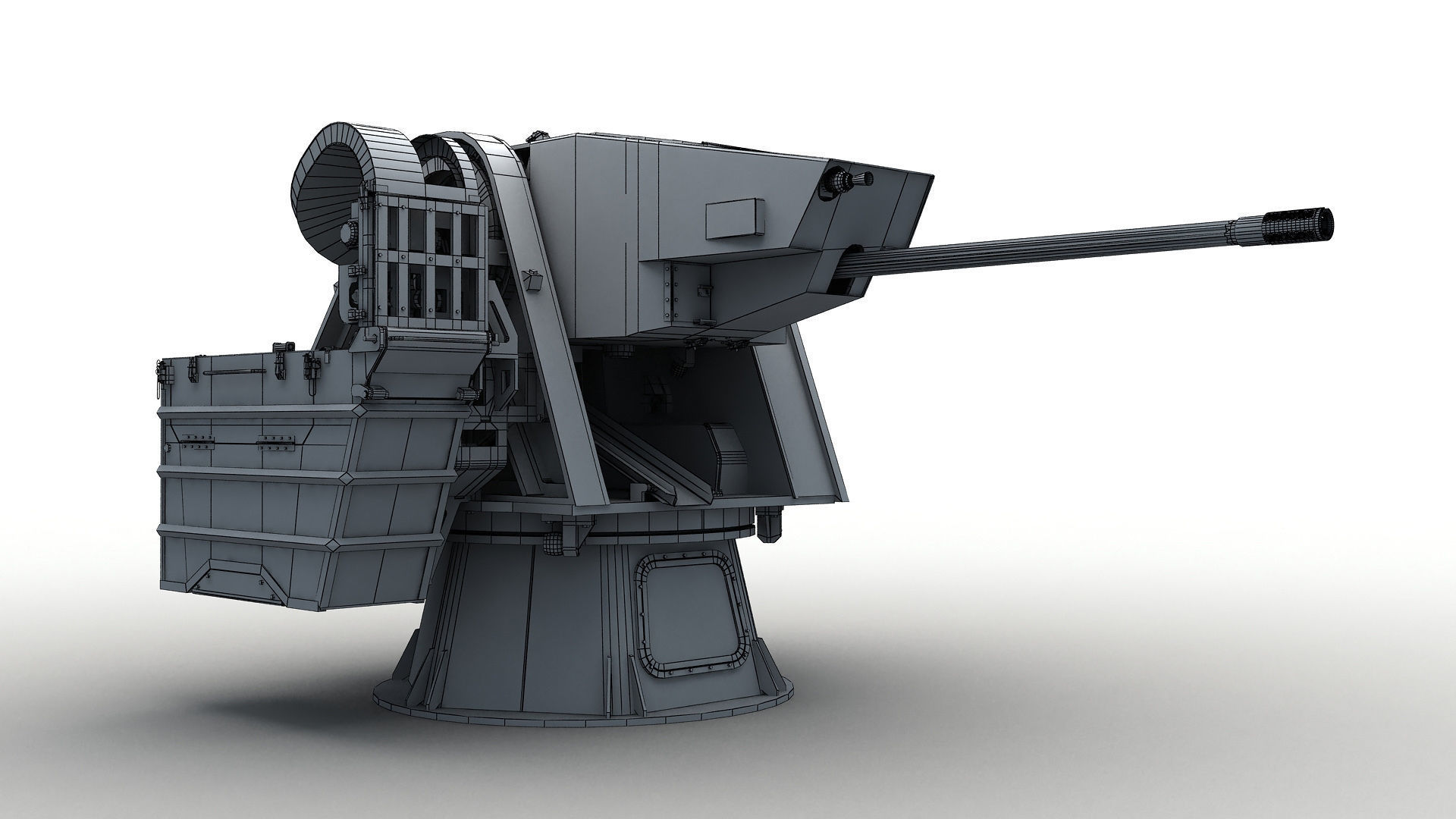 Modern Naval Turret Low-poly 3D model_8