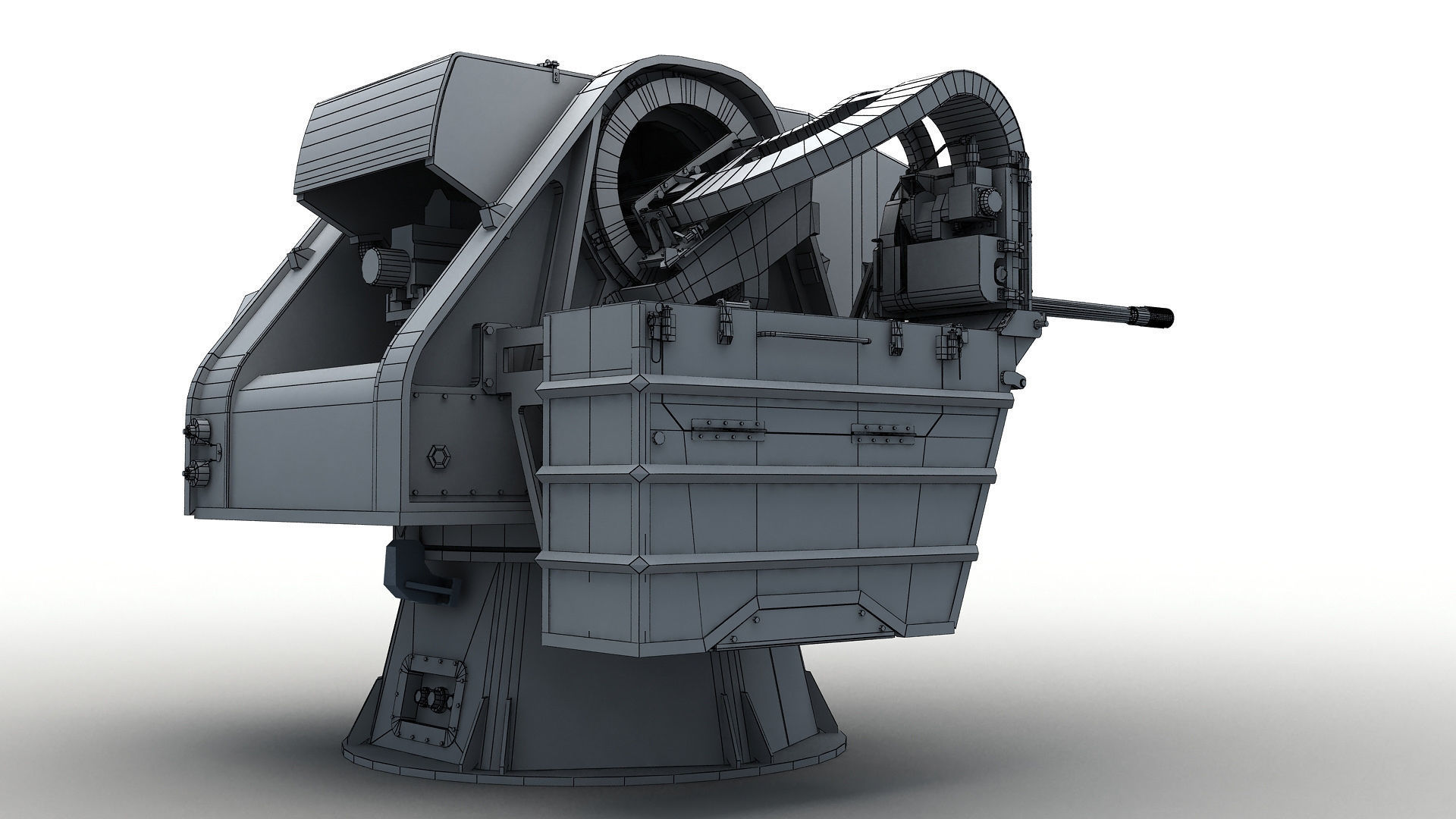 Modern Naval Turret Low-poly 3D model_9