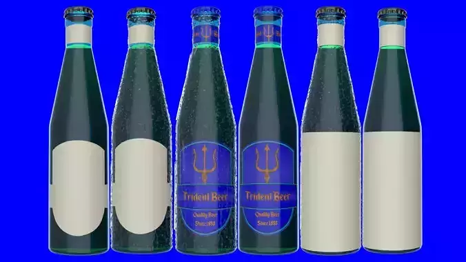 Beer Bottle with Beer and Condensation v05 3D model