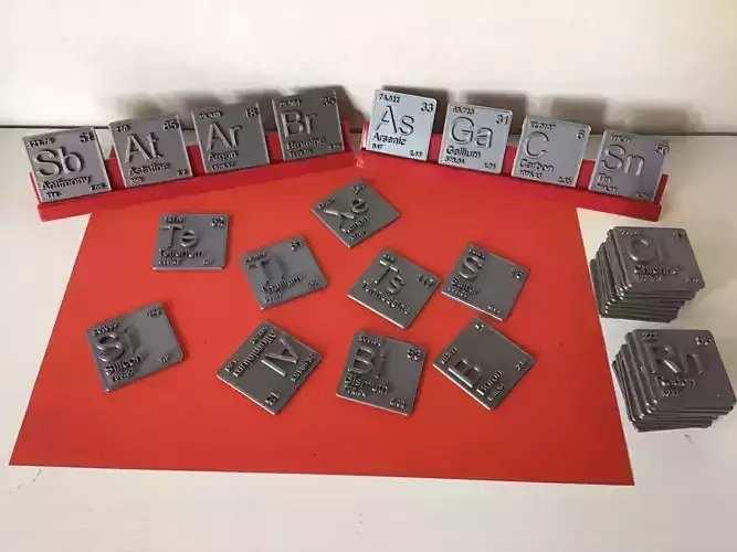 Periodic Table of Elements  p-block  chemistry   -  stl file 3D print model
