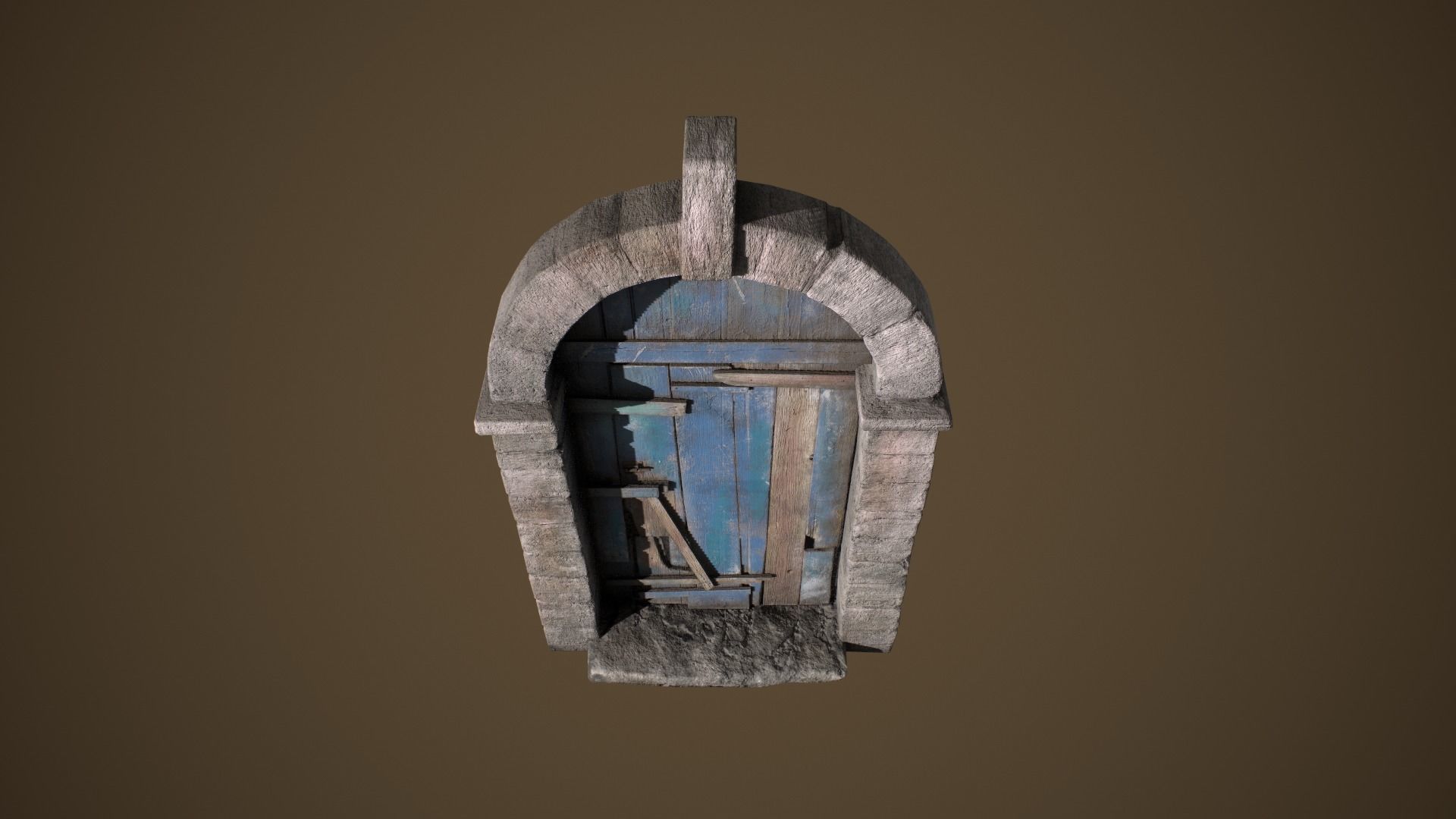 Old Door Low-poly 3D model_3