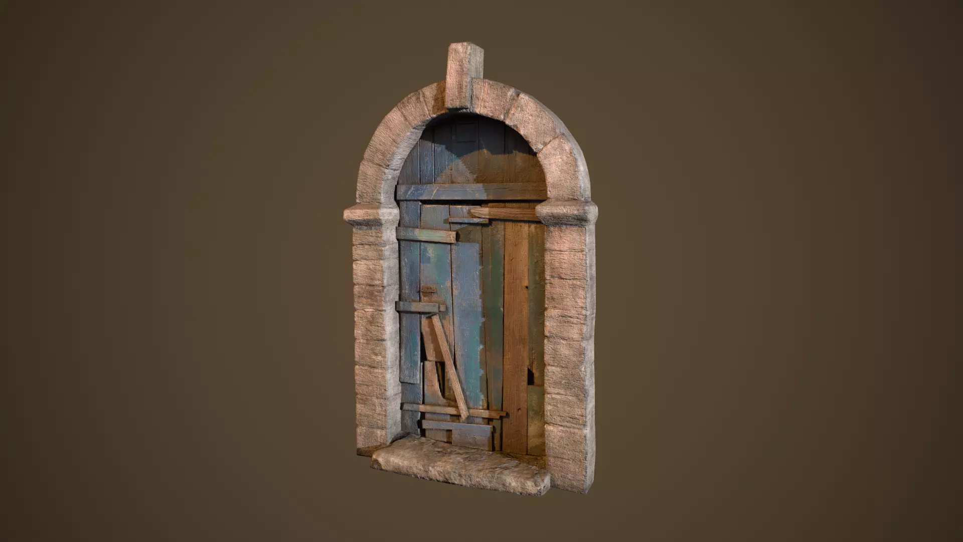 Old Door Low-poly 3D model_0