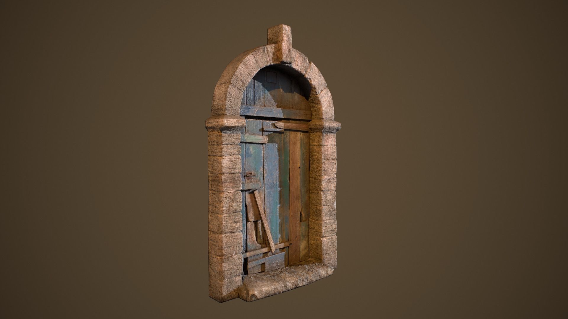 Old Door Low-poly 3D model_2