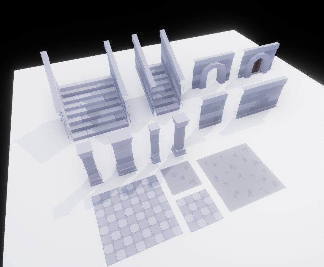 Modular Dungeon Low Poly Package Low-poly 3D model_7