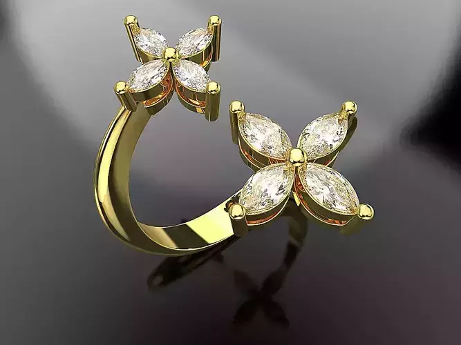 Marquise diamond ring Fashion jewelry 3d printing file stl 3dm