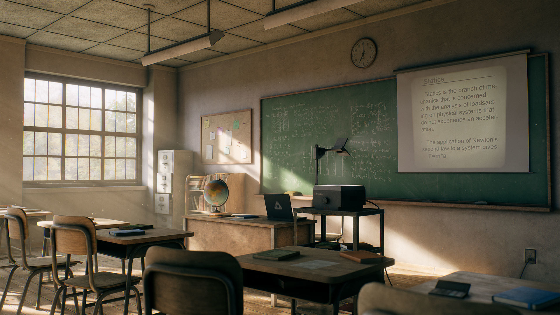 Old Classroom Low-poly 3D model_10