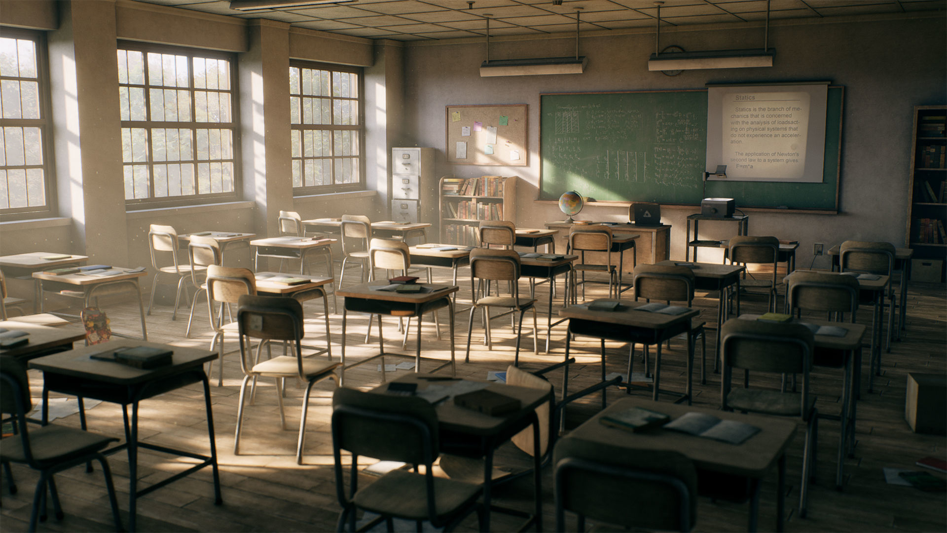 Old Classroom Low-poly 3D model_11