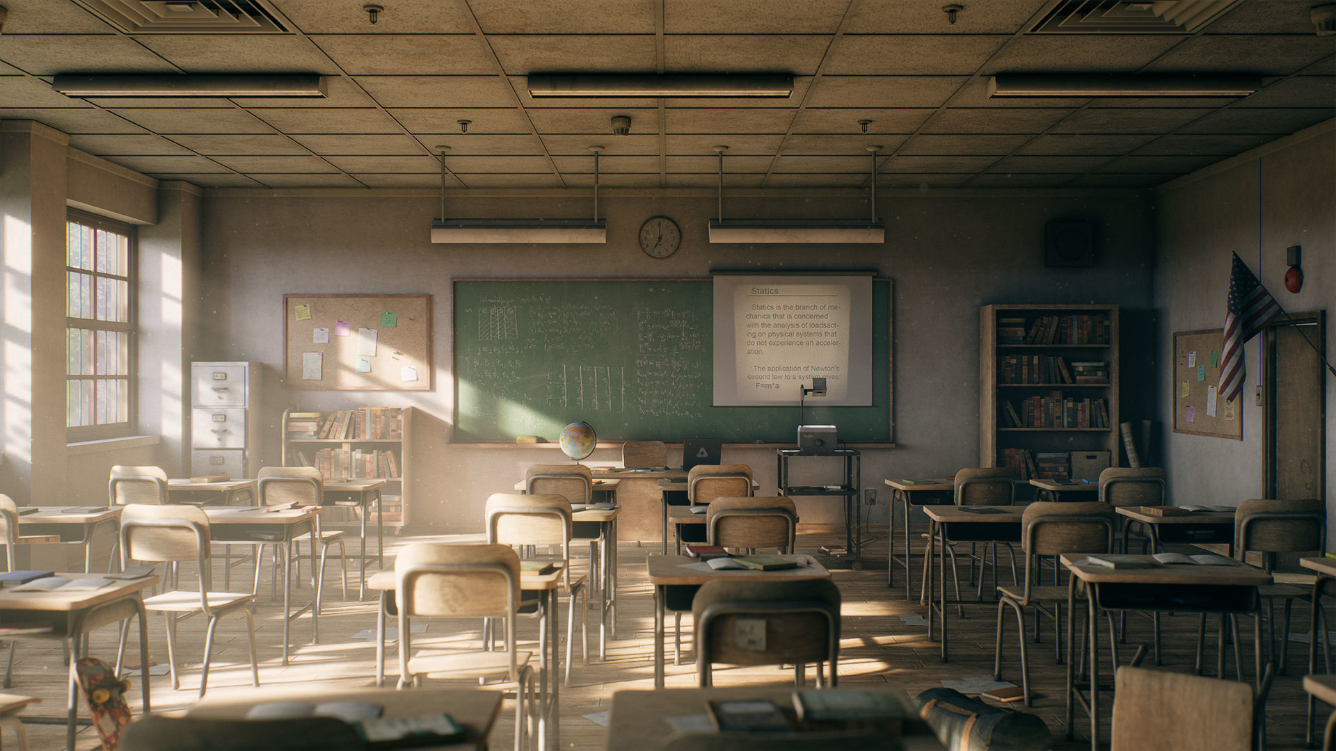 Old Classroom Low-poly 3D model_5