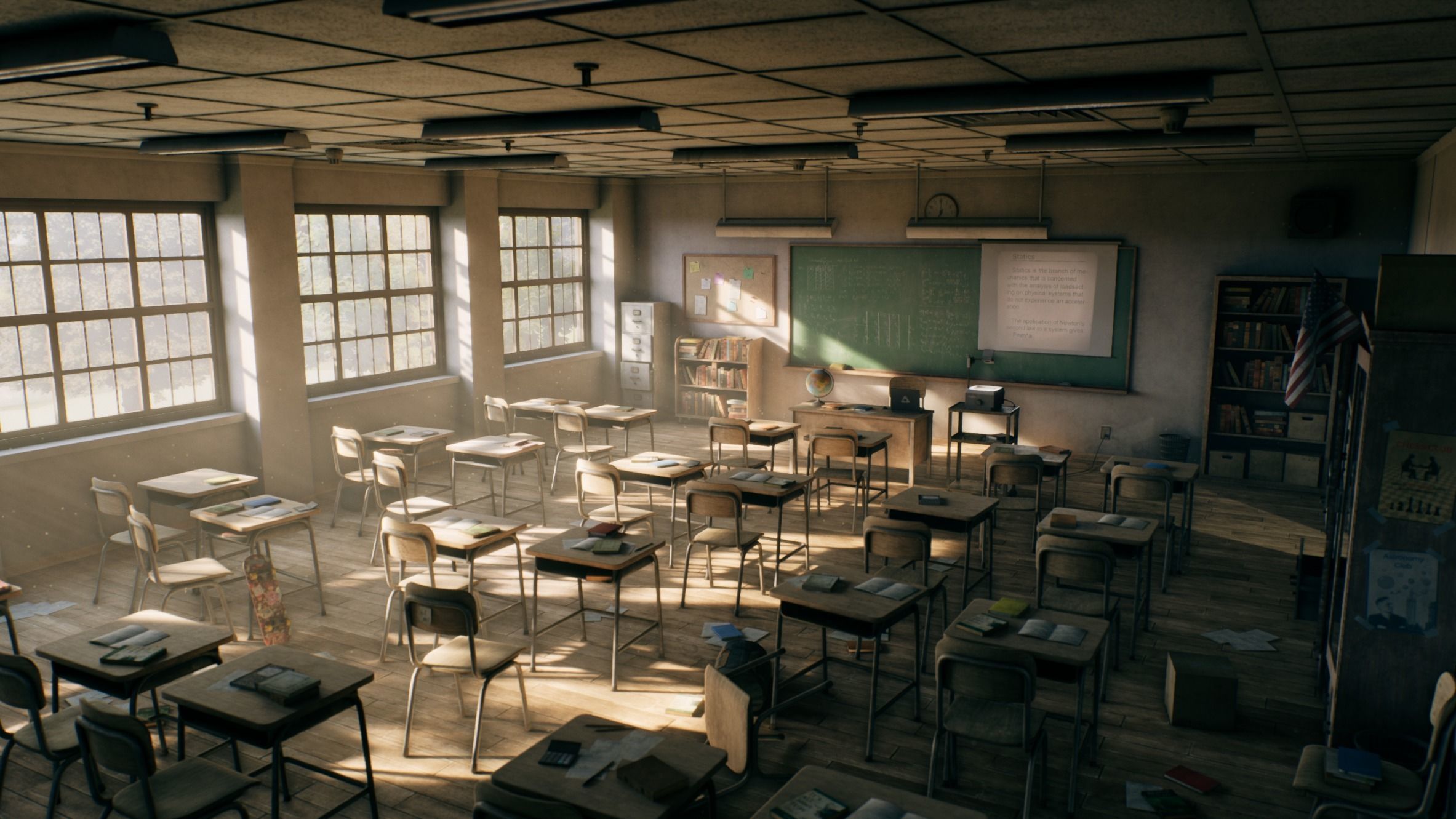 Old Classroom Low-poly 3D model_9