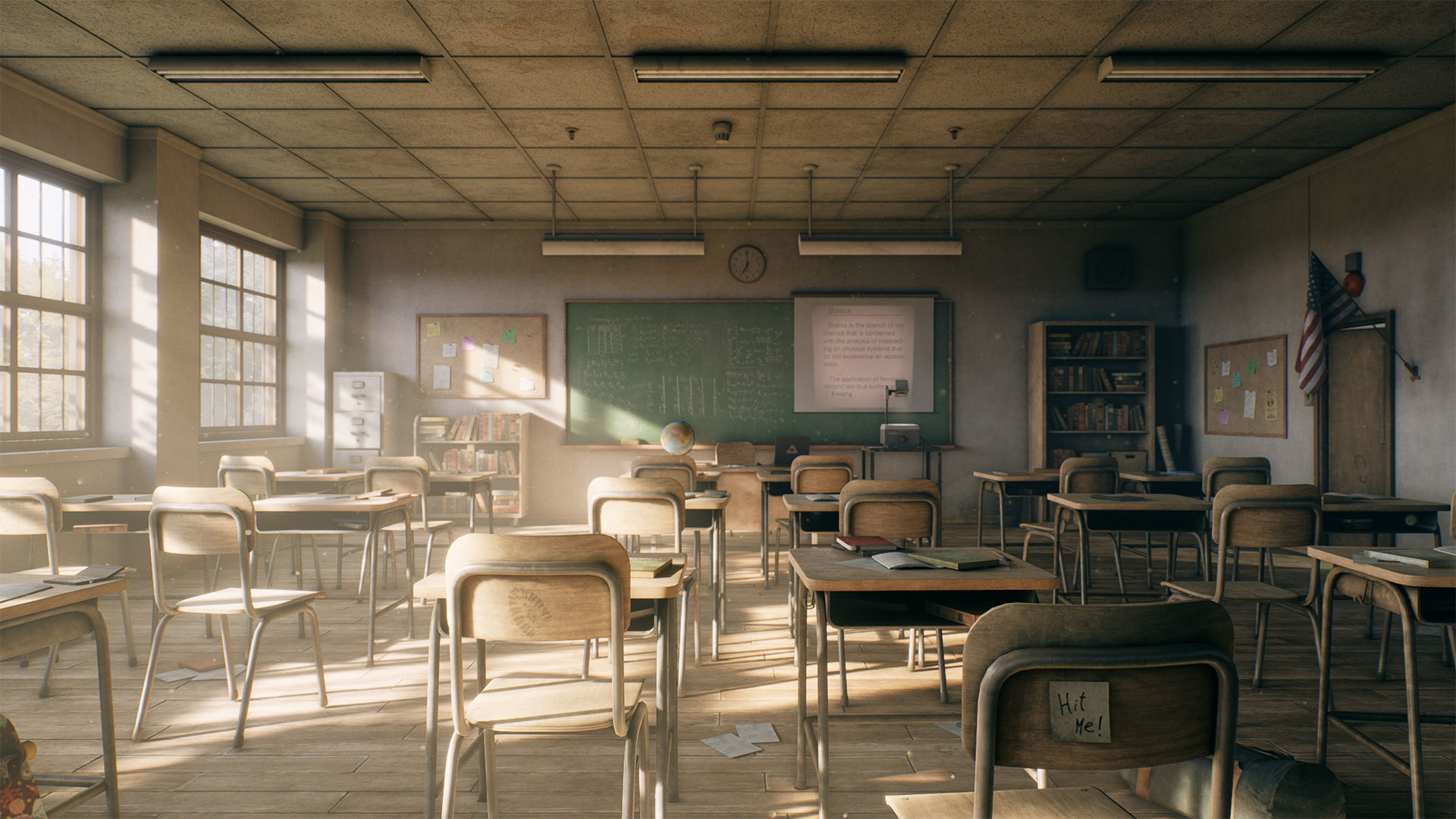 Old Classroom Low-poly 3D model_6