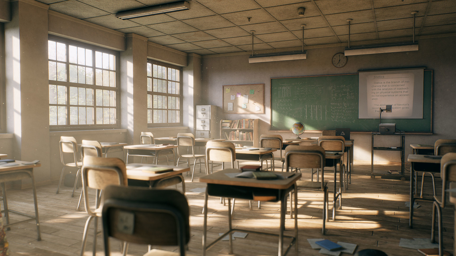 Old Classroom Low-poly 3D model_2