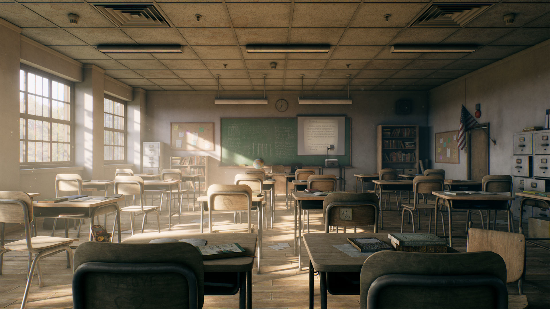 Old Classroom Low-poly 3D model_3