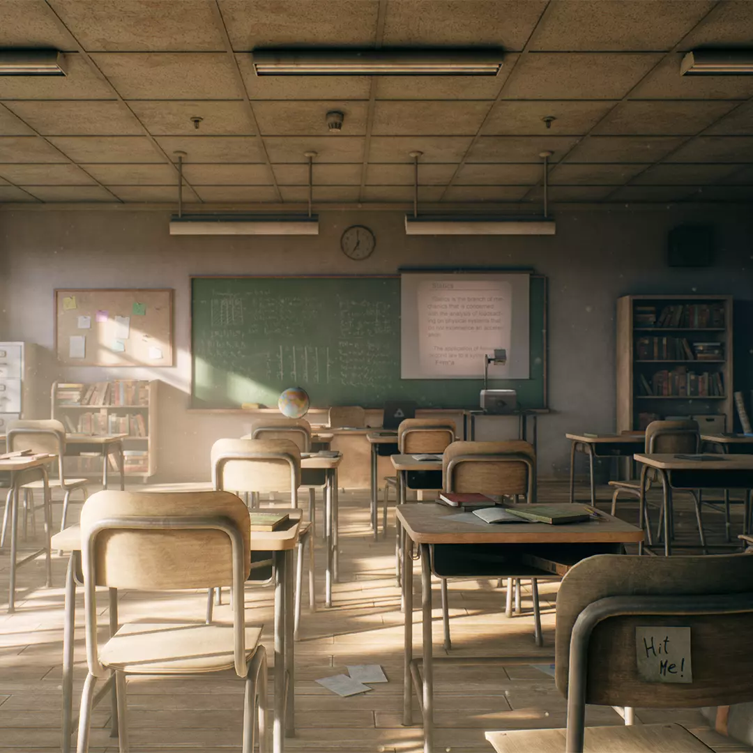 Old Classroom Low-poly 3D model_0