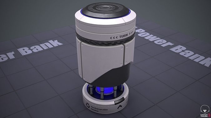 Sci-Fi Power Bank PBR Low-poly 3D model