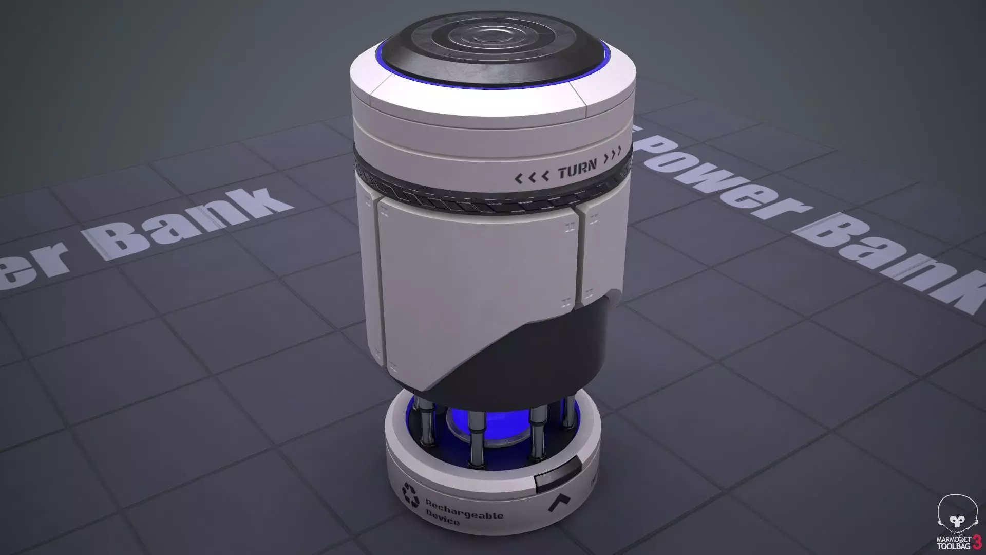Sci-Fi Power Bank PBR Low-poly 3D model_0