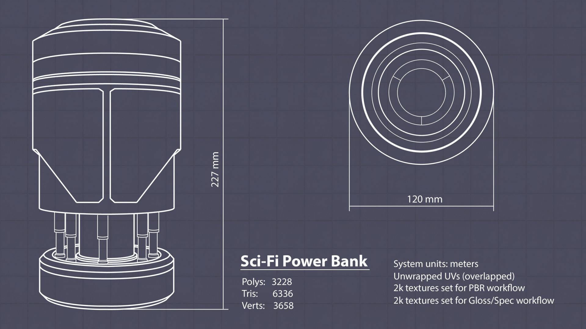 Sci-Fi Power Bank PBR Low-poly 3D model_3