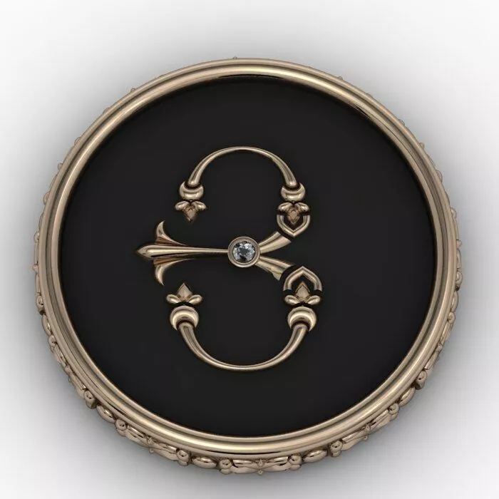 Brooche with armenian letter Ya 3D print model