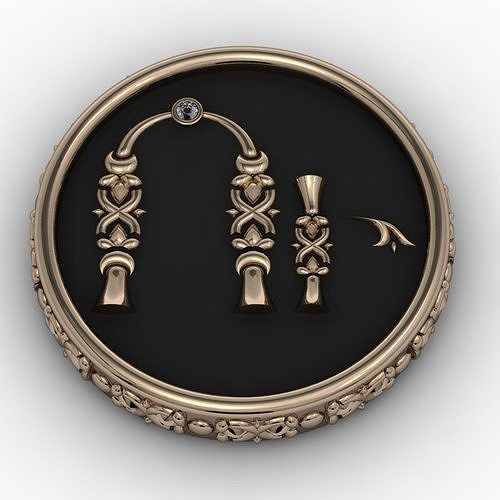 Brooche with armenian letter U 3D print model